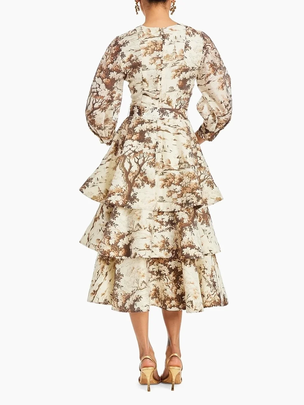 Mestiza Rhonda  Midi Convertable Dress in Cream and Brown - Picture 2 of 12